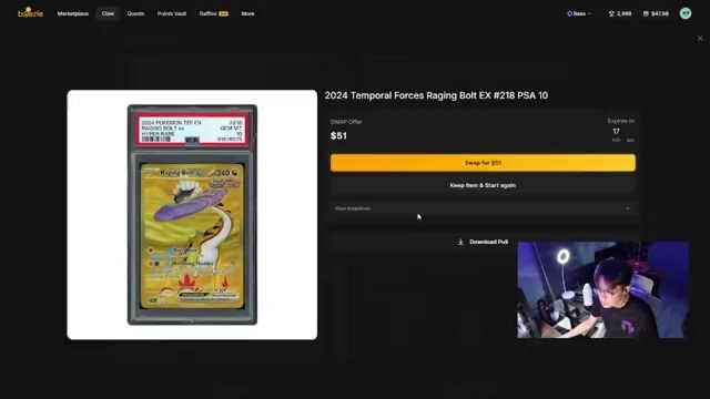 Beezie claw PSA 10 Raging Bolt and PSA 9 Kobe